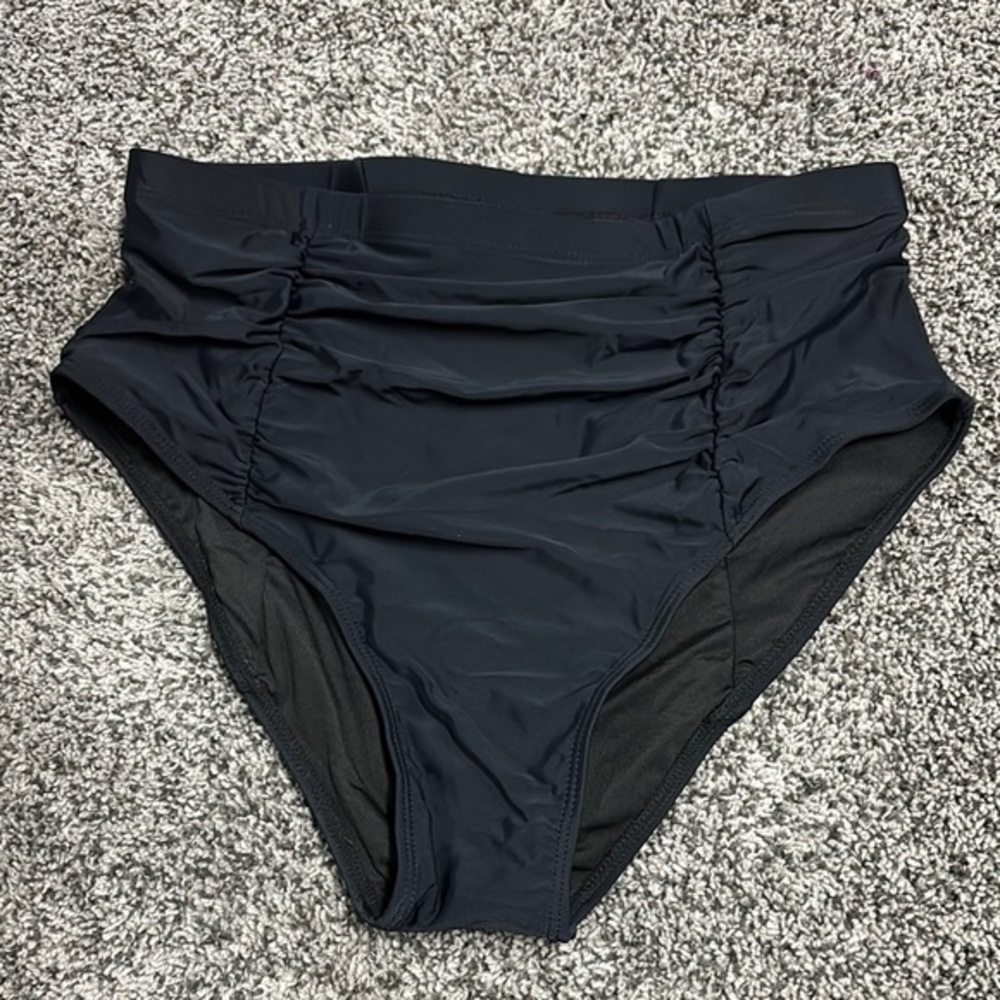 High-Waisted Black Swim Bottoms 12W
